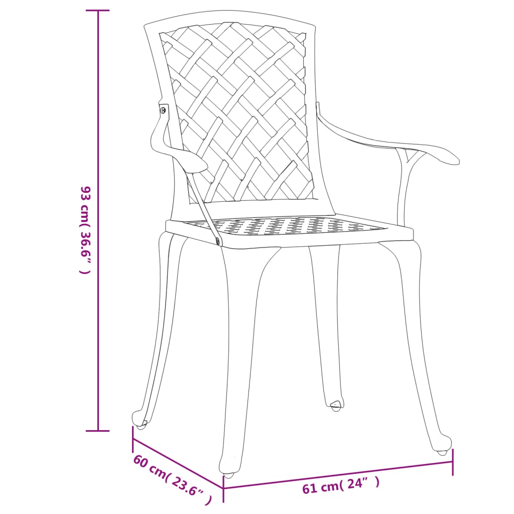 Chaises de jardin 6 unités en aluminium fondu