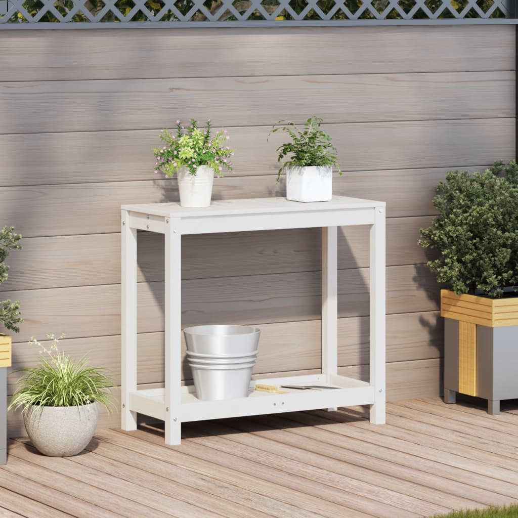 Table de plantation avec étagère en bois de pin blanc 82,5x35x75 cm