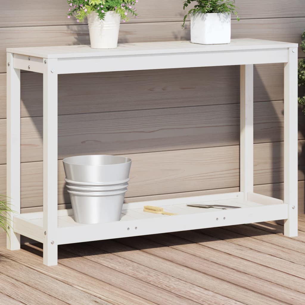 Mesa de plantio com prateleira em madeira de pinho branco 108x35x75 cm v6310 Vetonek