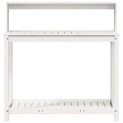 Mesa de plantação com prateleiras em madeira de pinho branco 108x50x109,5 cm - Vetonek
