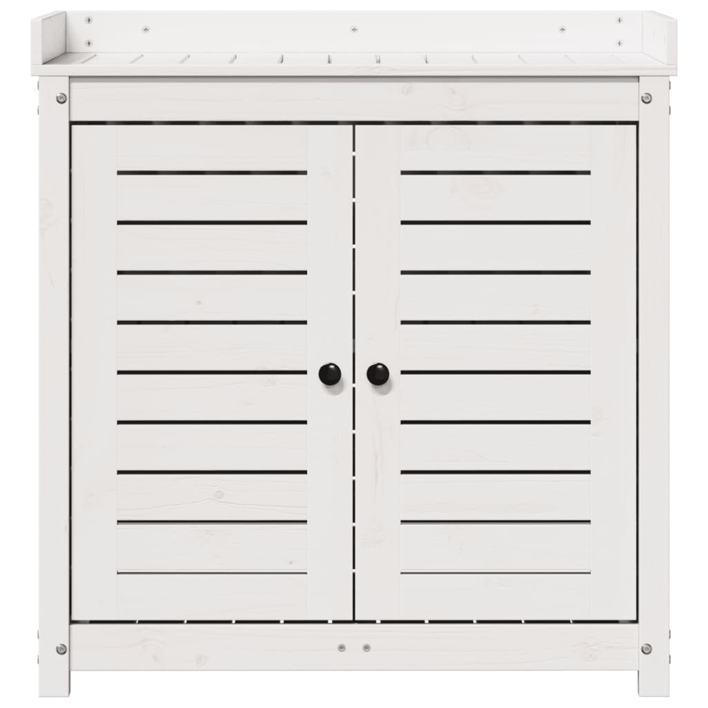 Mesa de plantação com prateleiras em madeira de pinho branco 82,5x50x86,5 cm v6518 - Vetonek