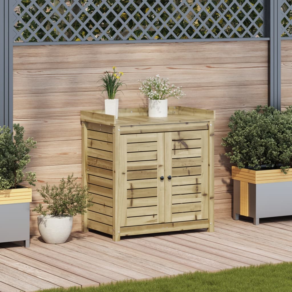 Mesa de plantação com prateleiras de madeira impregnada 82,5x50x86,5 cm - Vetonek