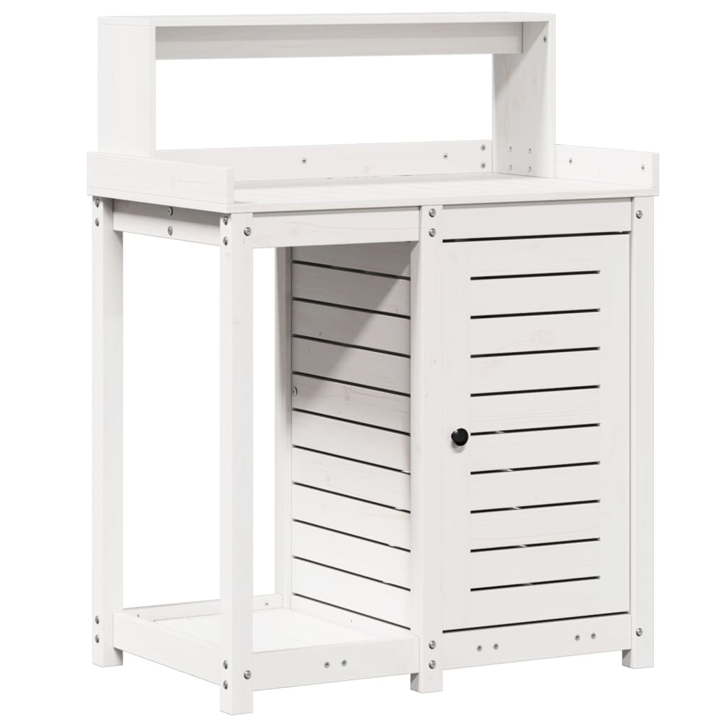 Mesa Vetonek Plantation com prateleiras em madeira de pinho branco 82,5x50x109,5cm