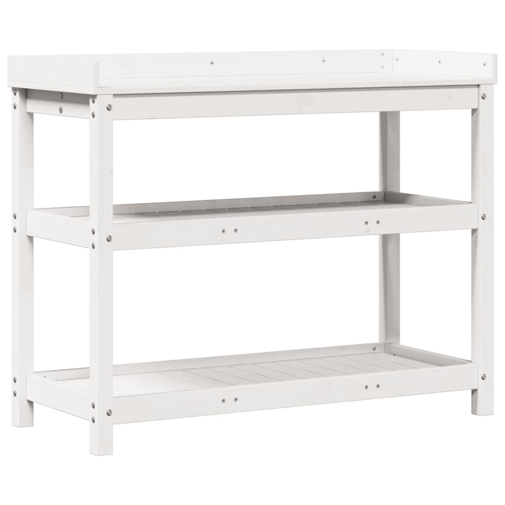 Mesa Vetonek Plantation com prateleiras em madeira de pinho branco 108x45x86,5 cm