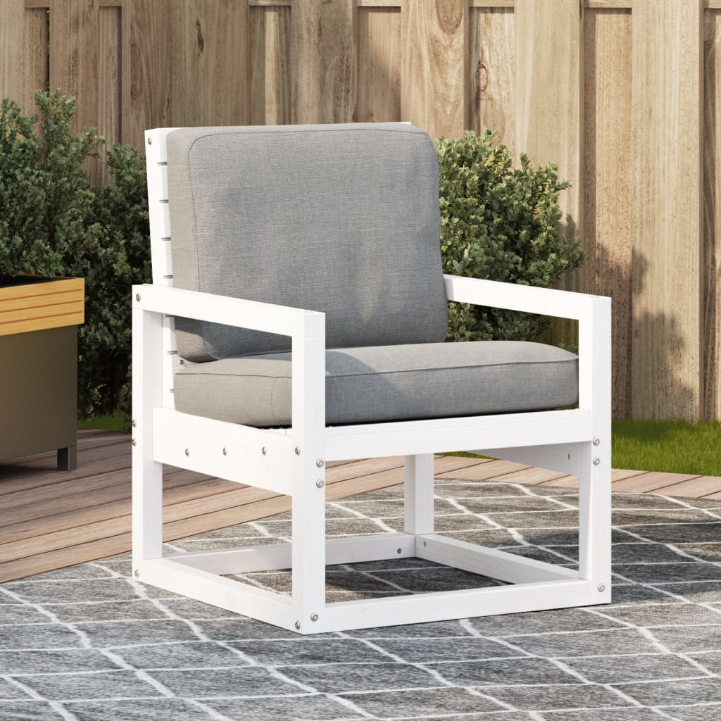 Vetonek Silla de jardín madera maciza de pino blanco 57,5x63x76 cm