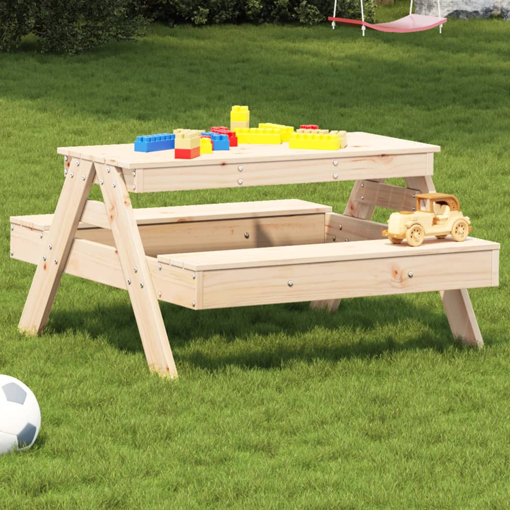 Vetonek Mesa de picnic para niños madera maciza de pino 88x97x52 cm