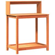 Mesa Vetonek Plantation com prateleiras em madeira de pinho marrom 82,5x50x109,5cm