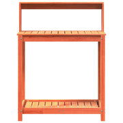 Mesa de plantação com prateleiras em madeira de pinho marrom 82,5x50x109,5cm - Vetonek