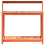 Mesa de plantação com prateleiras em madeira de pinho marrom 108x50x109,5 cm - Vetonek