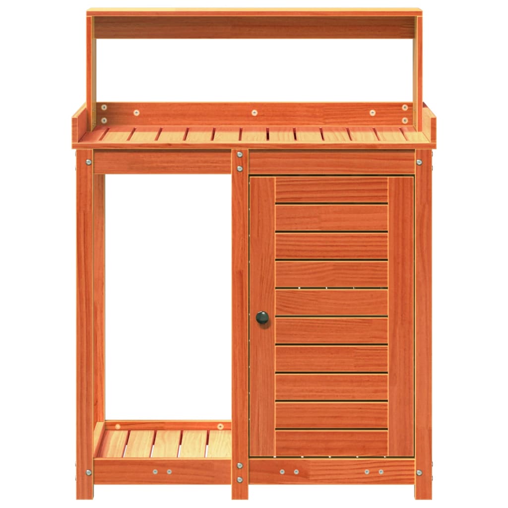 Mesa de plantação com prateleiras em madeira de pinho marrom 82,5x50x109,5cm v7645 - Vetonek