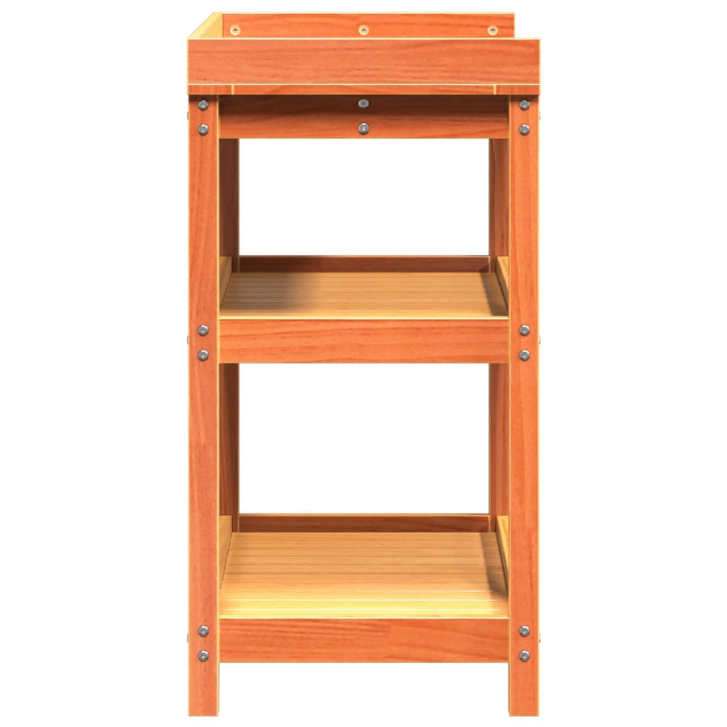 Mesa de plantação com prateleiras em madeira de pinho marrom 82,5x45x86,5 cm v7669 - Vetonek