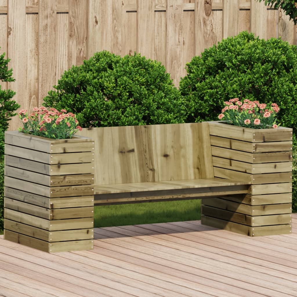 Banc avec jardinières en bois de pin imprégné 167,5x60x65 cm v7720 Vetonek
