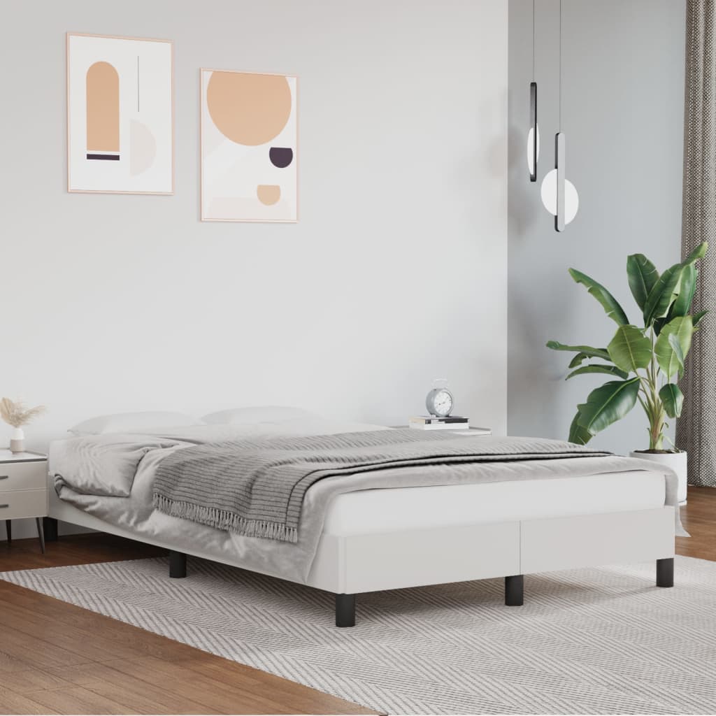 Vetonek Estructura de cama sin colchón cuero sintético blanco 120x190cm