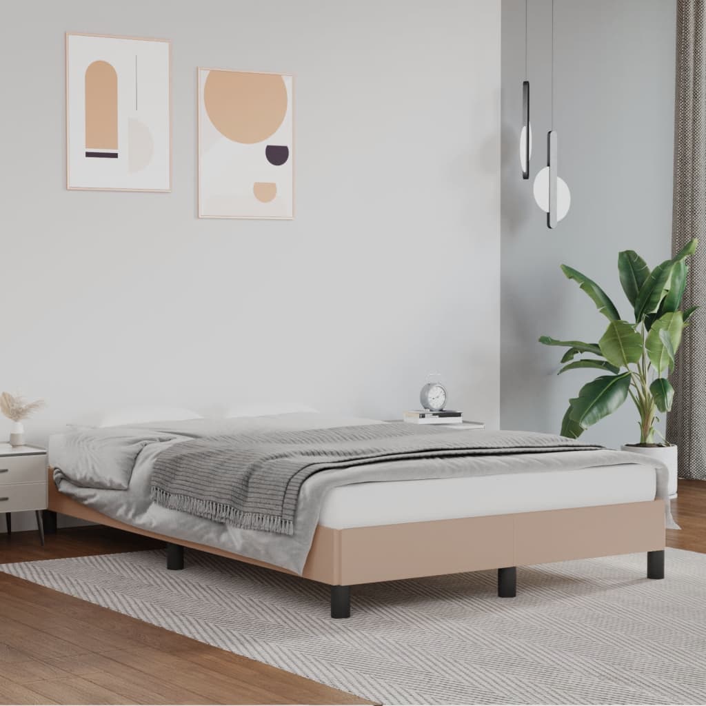 Vetonek Estructura cama sin colchón cuero sintético capuchino 120x190cm