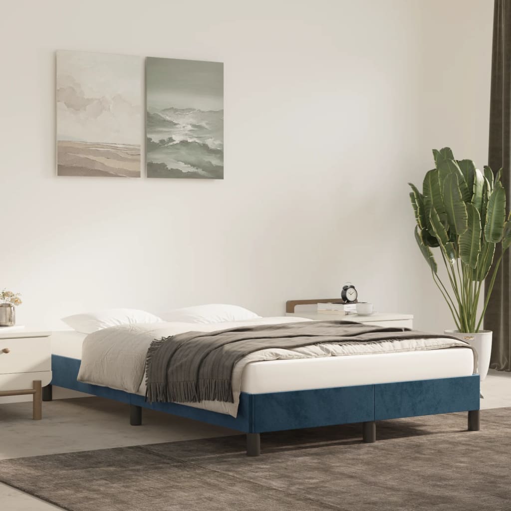 Vetonek Estructura de cama sin colchón terciopelo azul oscuro 120x190cm