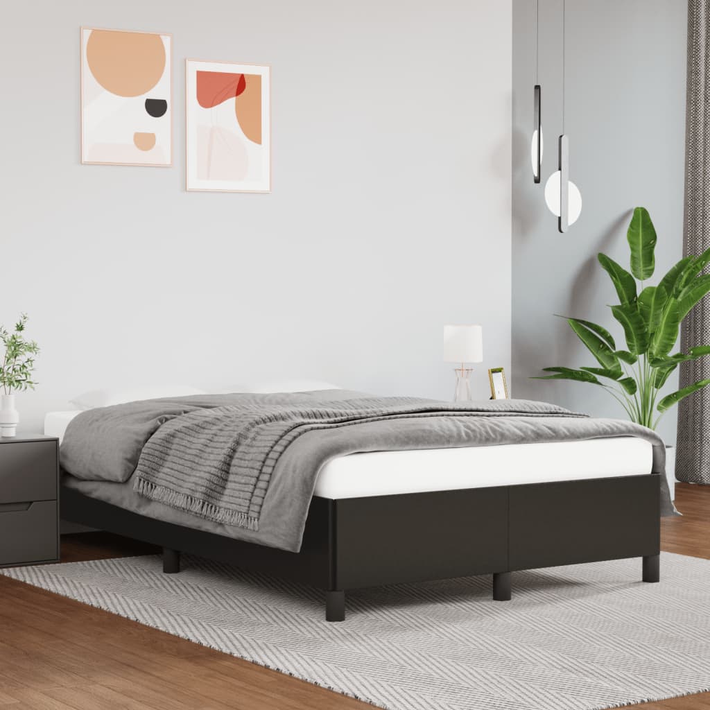 Vetonek Estructura de cama sin colchón cuero sintético negro 120x190 cm