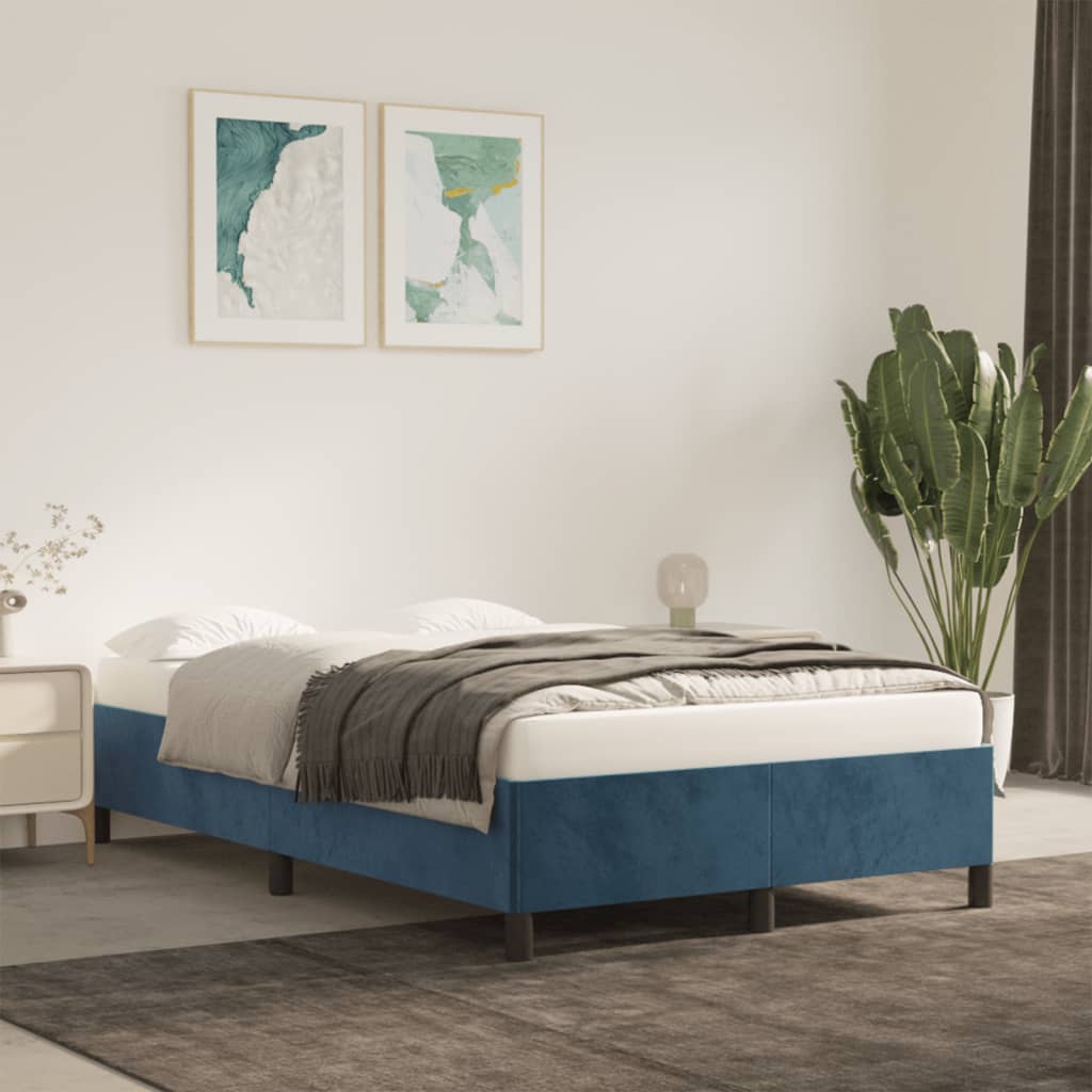 Vetonek Estructura de cama sin colchón terciopelo azul oscuro 120x190cm