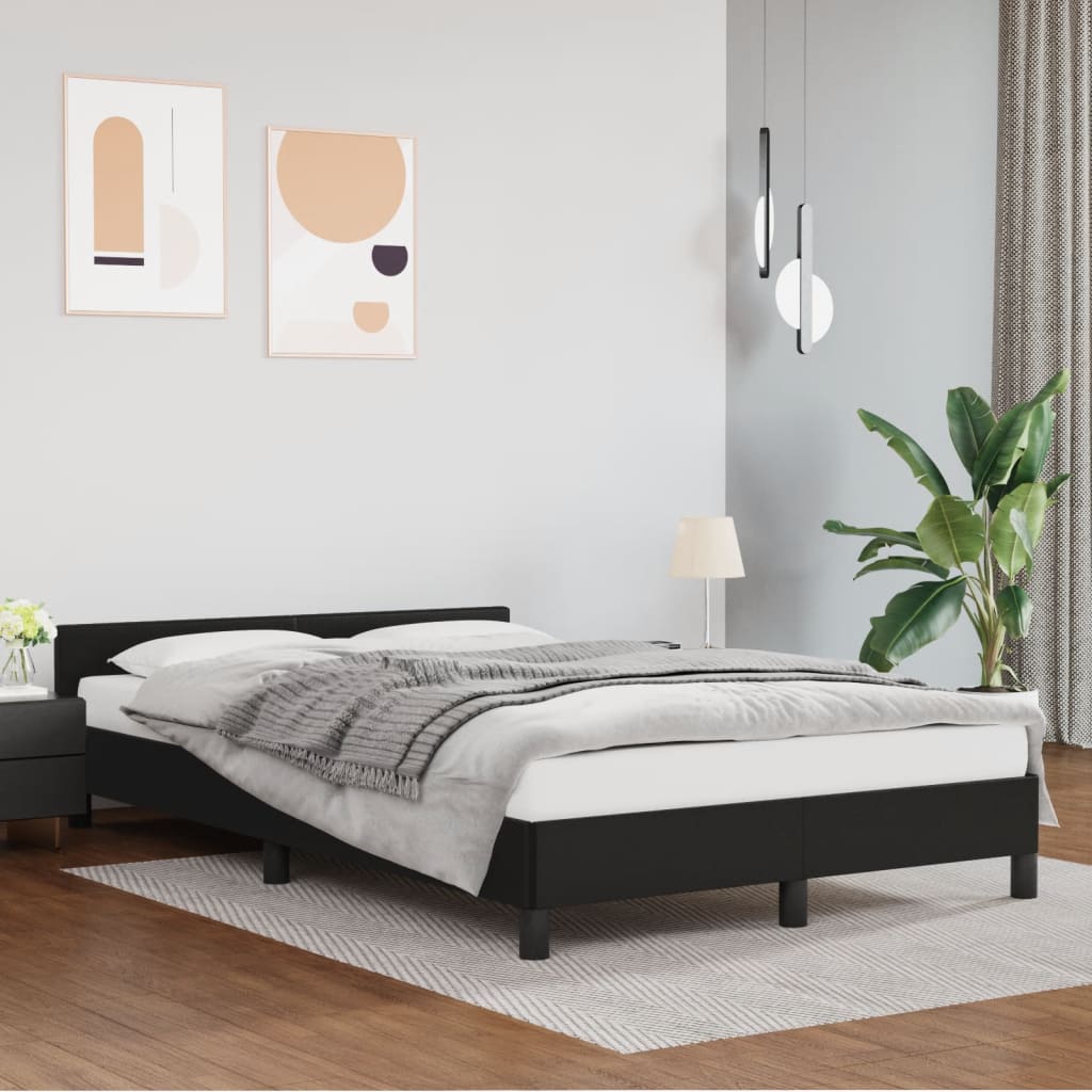 Vetonek Estructura de cama sin colchón cuero sintético negro 120x190 cm