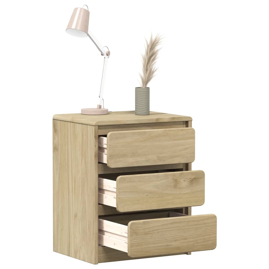 Vetonek Mesita de noche SAUDA madera de pino maciza roble 44x35x56 cm