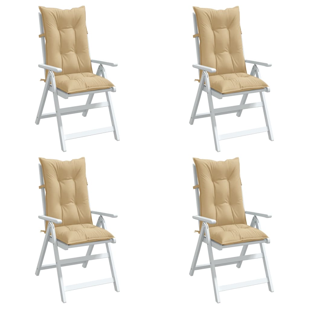 Vetonek Cojines silla respaldo alto 4 uds tela beige melange 120x50x7cm