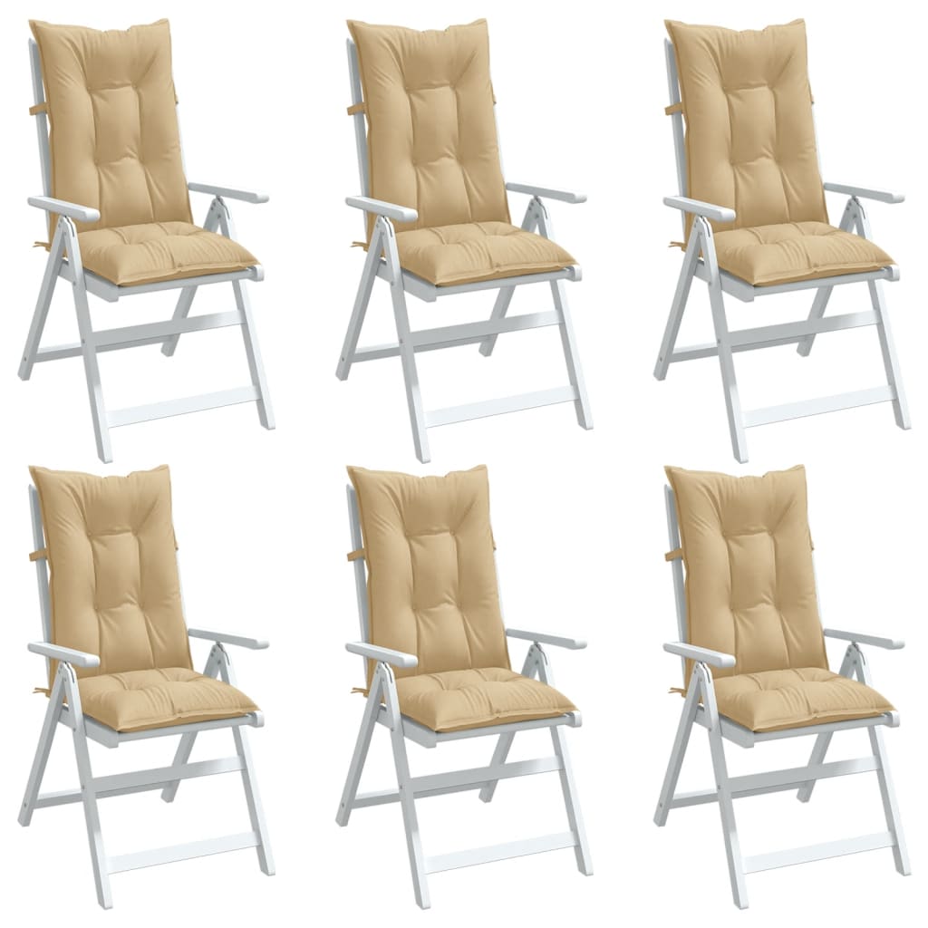 Vetonek Cojines silla respaldo alto 6 uds tela beige melange 120x50x7cm