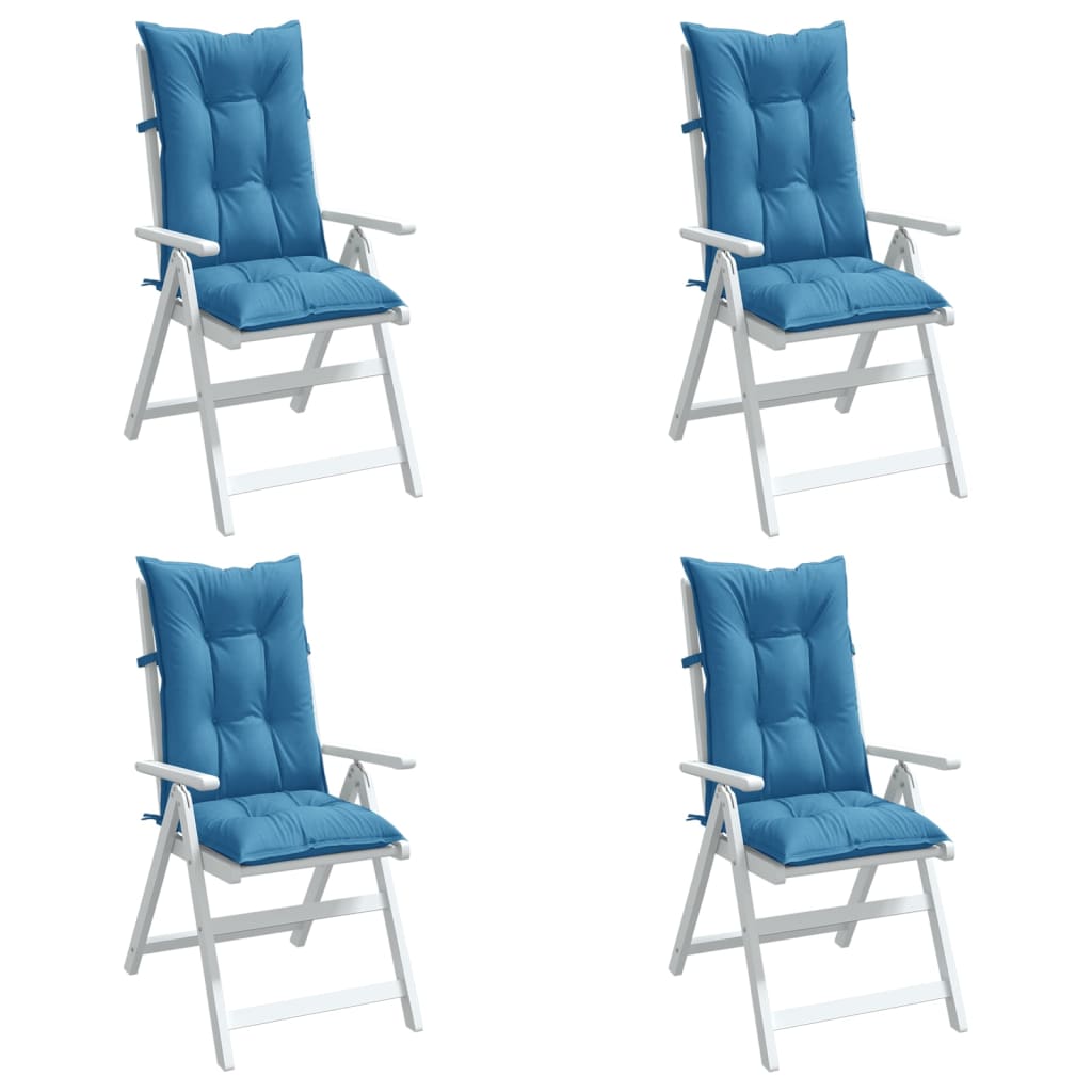 Vetonek Cojines silla respaldo alto 4 uds tela azul melange 120x50x7 cm