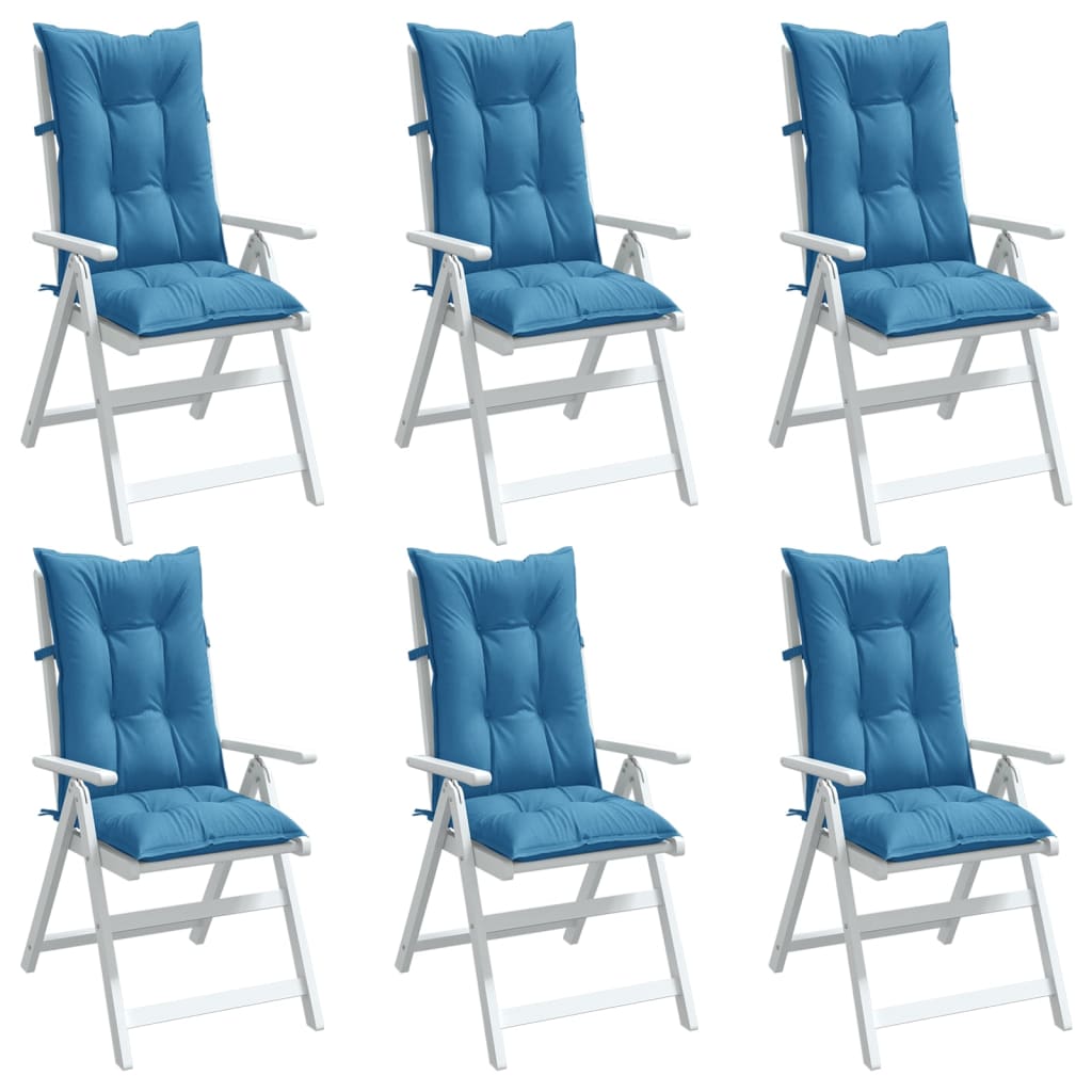 Vetonek Cojines silla respaldo alto 6 uds tela azul melange 120x50x7 cm