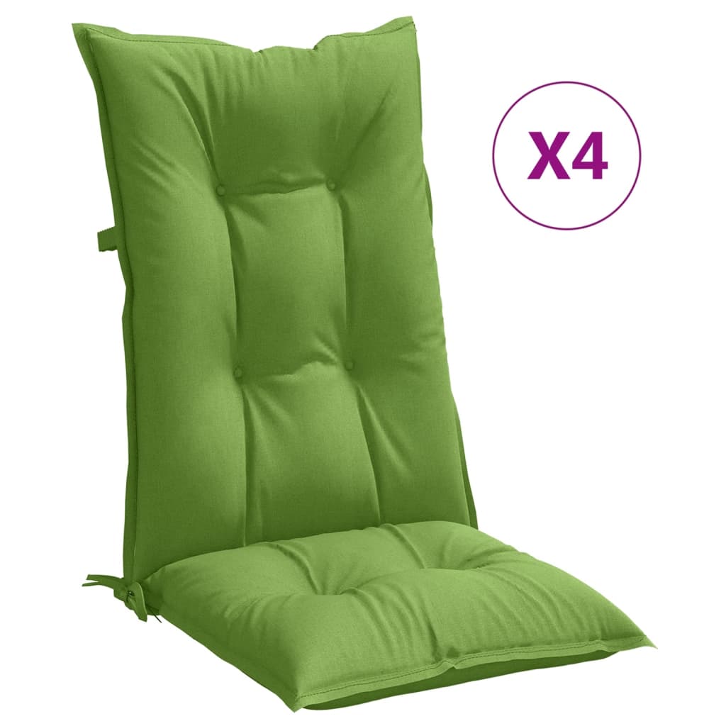 Almofadas de cadeira de alto suporte 4 UDS Melange Green Fabric 120x50x7cm