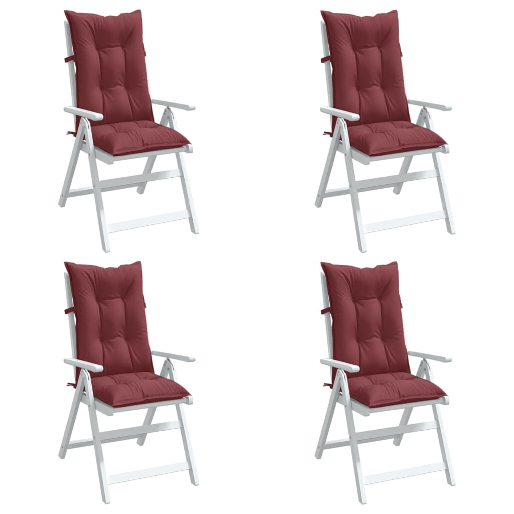 Vetonek Cojines para silla respaldo alto 4 uds tela rojo tinto melange