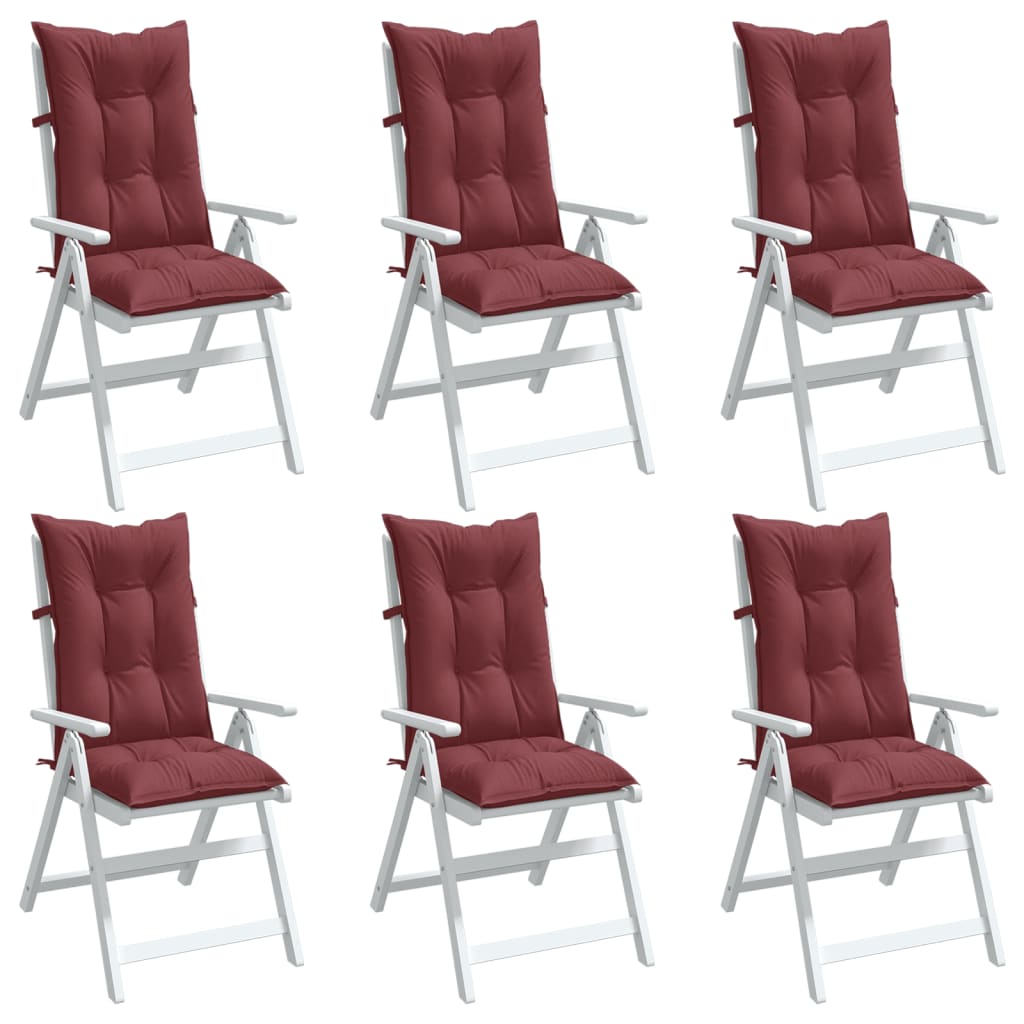 Vetonek Cojines para silla respaldo alto 6 uds tela rojo tinto melange