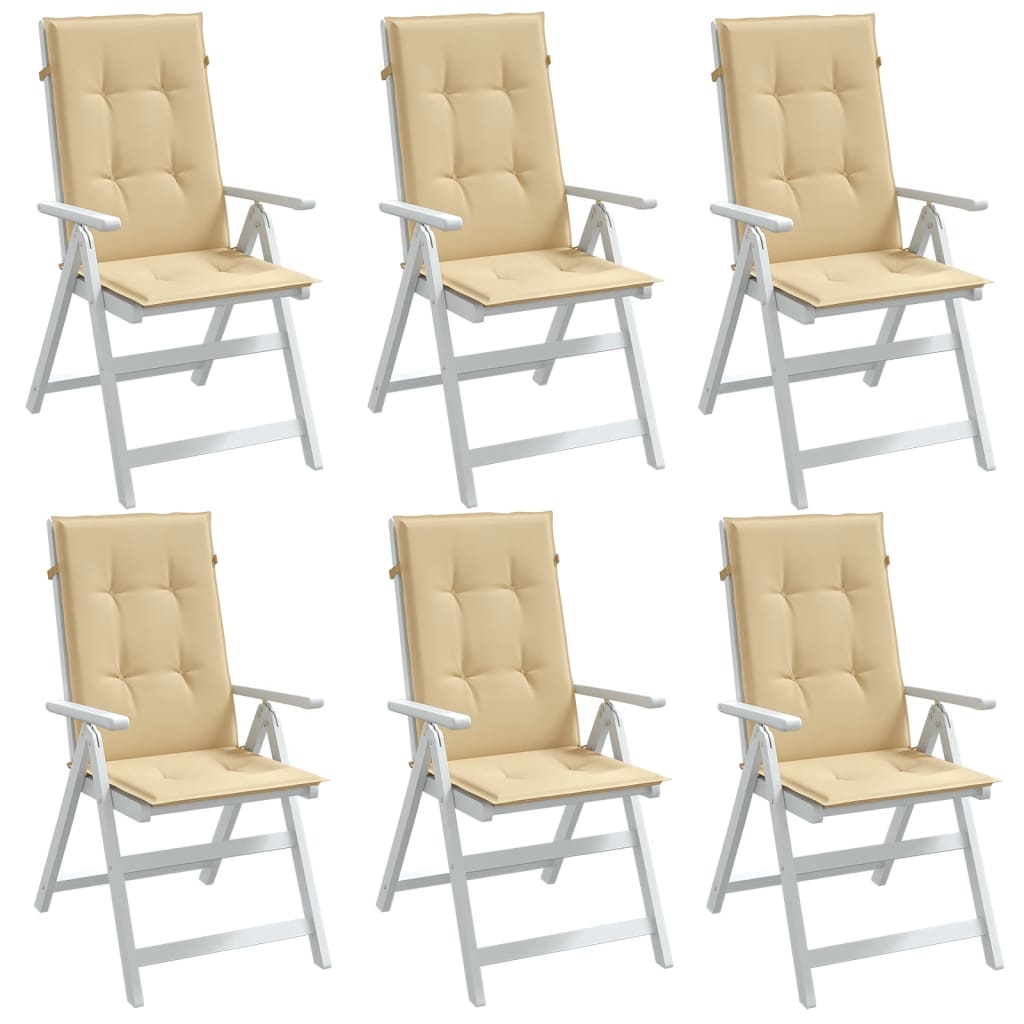 Vetonek Cojines silla respaldo alto 6 uds tela beige melange 120x50x4cm