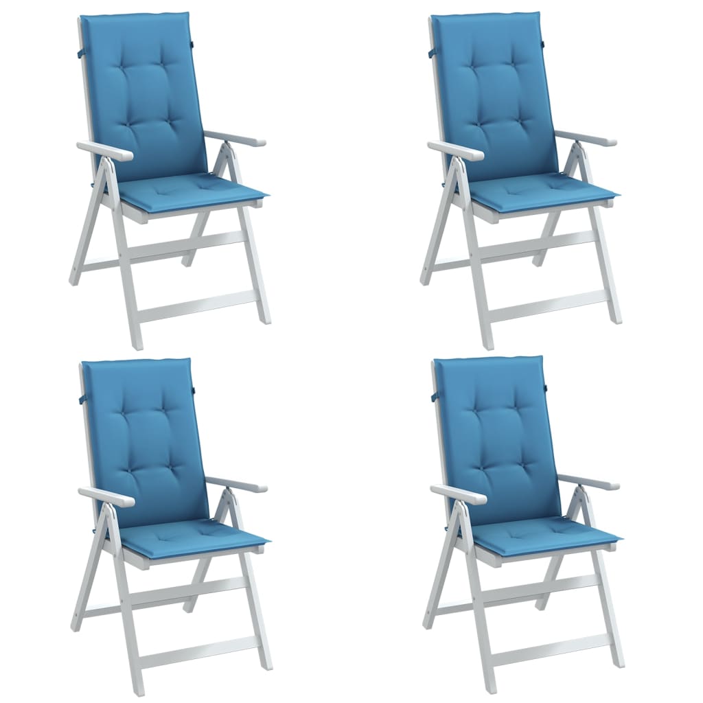 Vetonek Cojines silla respaldo alto 4 uds tela azul melange 120x50x4 cm