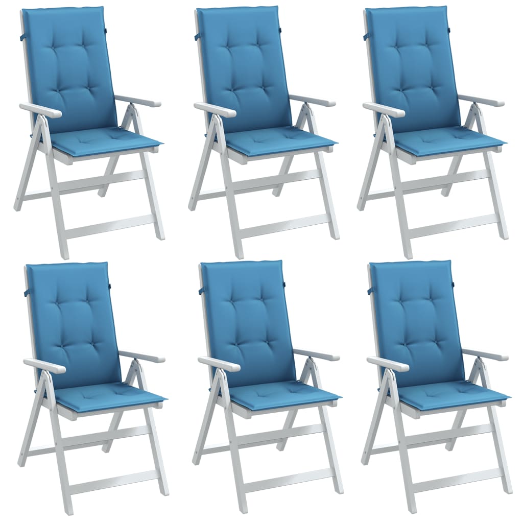 Vetonek Cojines silla respaldo alto 6 uds tela azul melange 120x50x4 cm