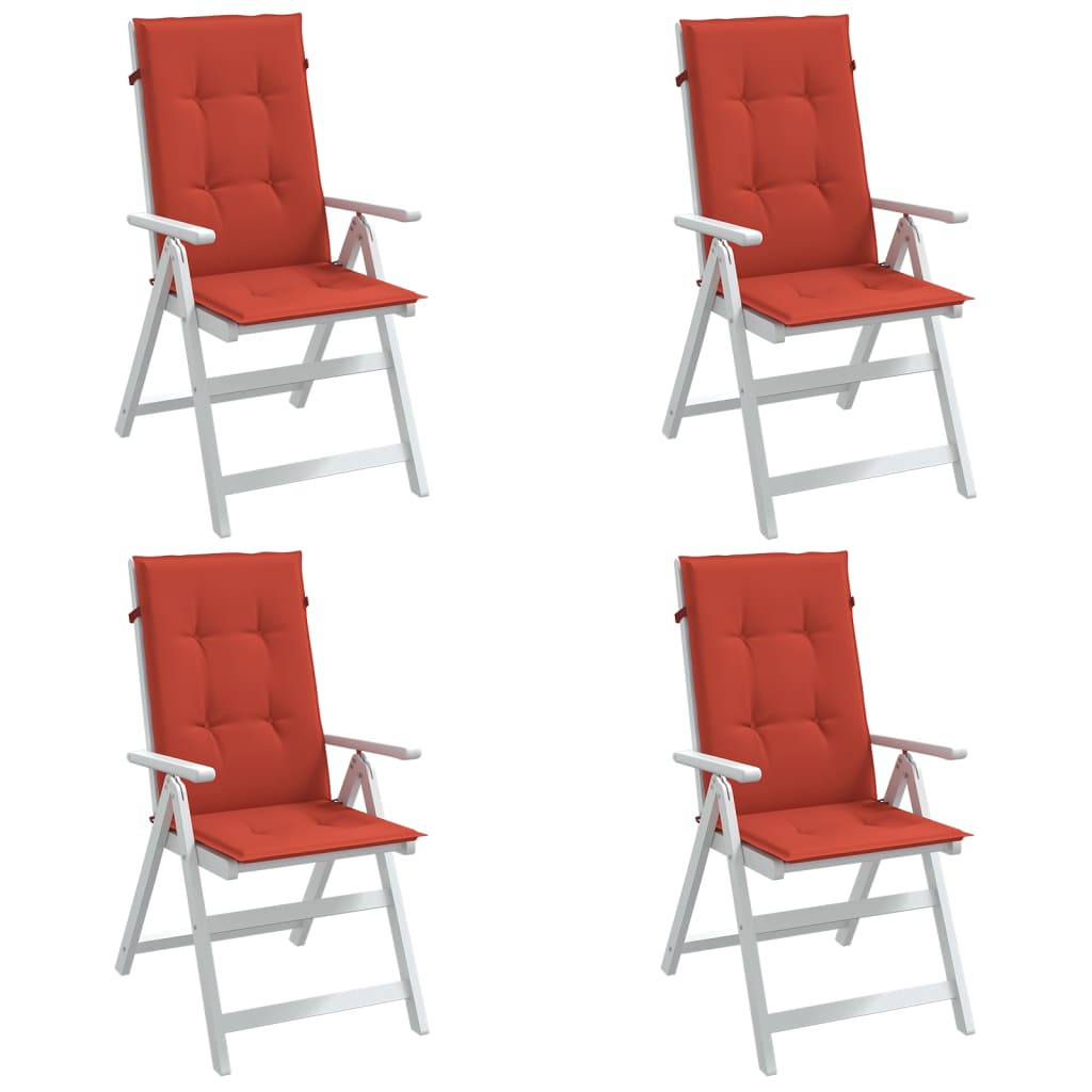 Vetonek Cojines silla respaldo alto 4 uds tela rojo melange 120x50x4 cm