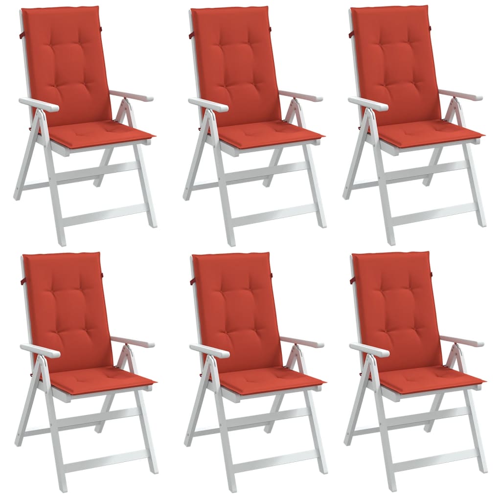 Vetonek Cojines silla respaldo alto 6 uds tela rojo melange 120x50x4 cm