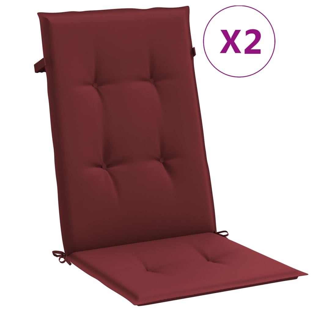 Cojines para silla respaldo alto 2 uds tela rojo tinto melange