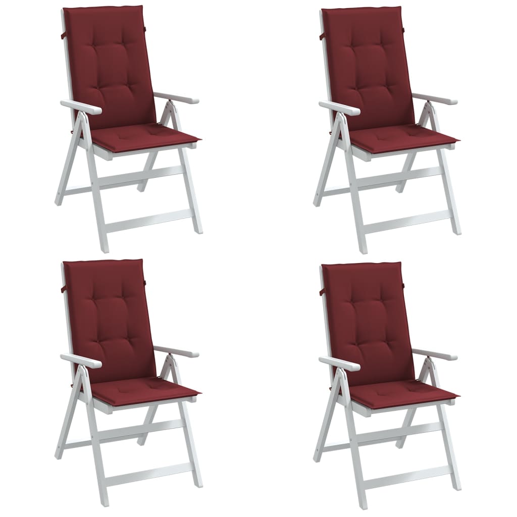 Vetonek Cojines para silla respaldo alto 4 uds tela rojo tinto melange