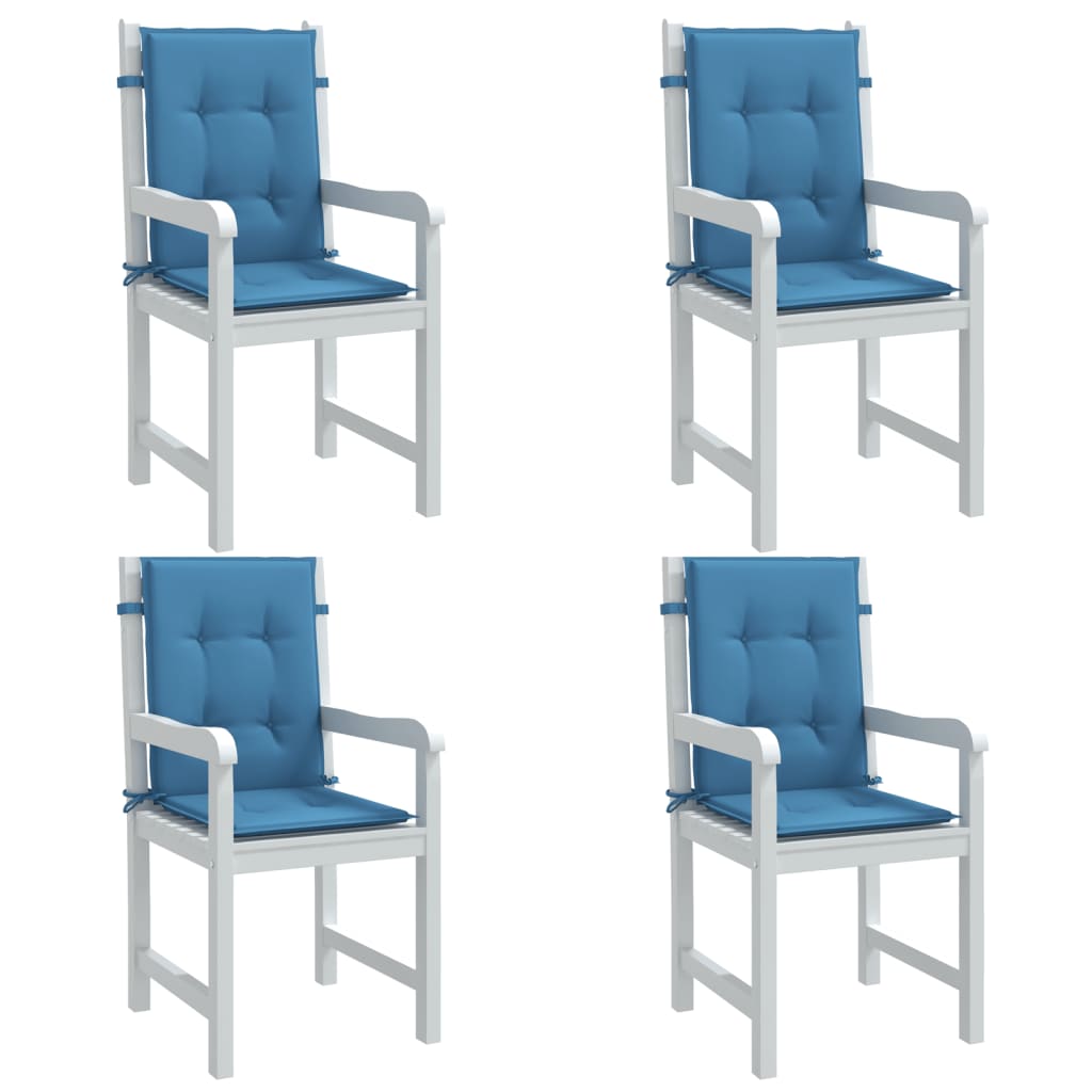 Vetonek Cojines silla respaldo bajo 4 ud tela azul melange 100x50x4 cm