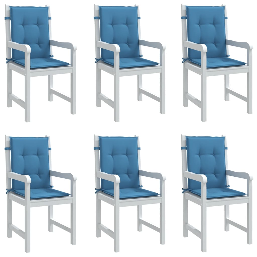 Vetonek Cojines silla respaldo bajo 6 ud tela azul melange 100x50x4 cm