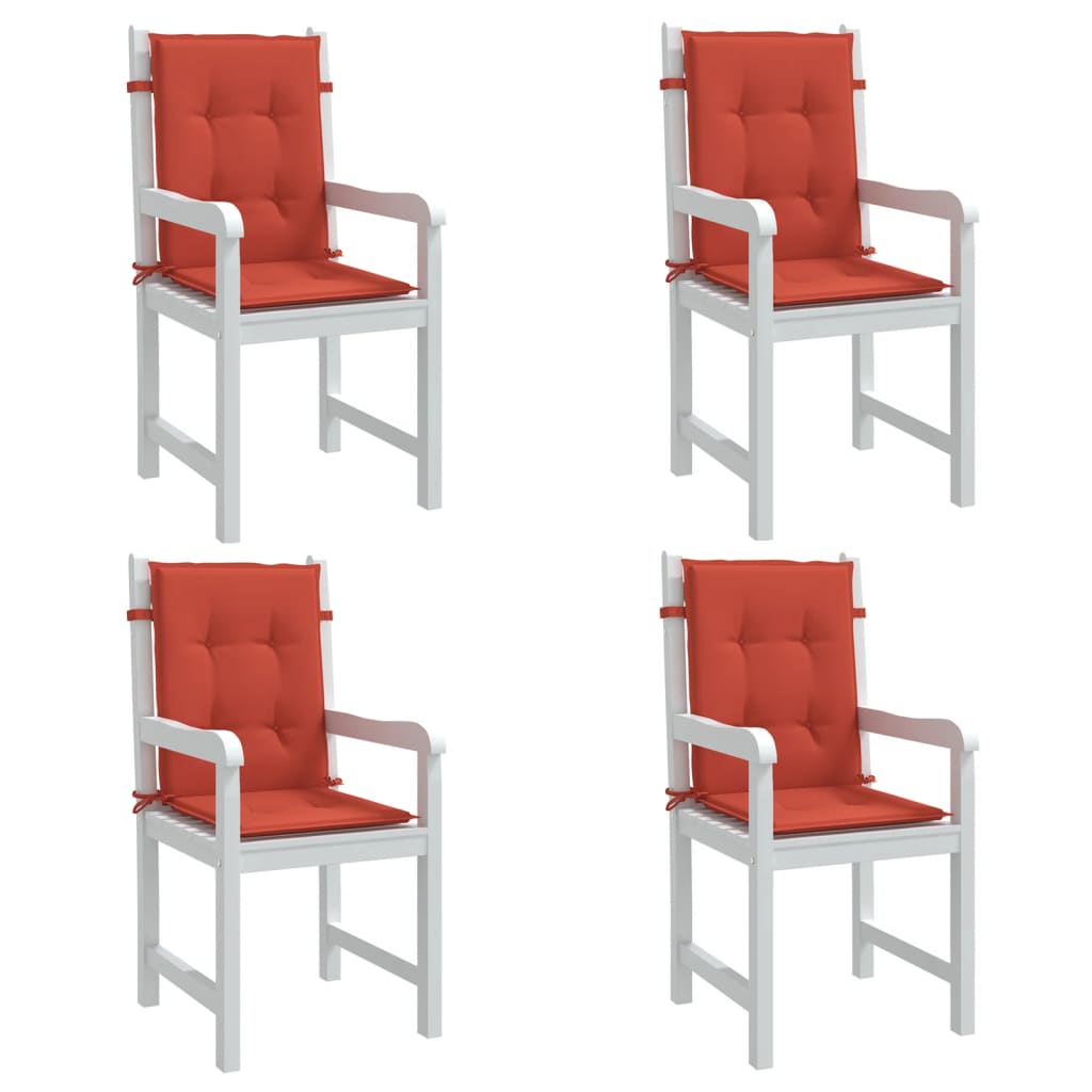 Vetonek Cojines silla respaldo bajo 4 ud tela rojo melange 100x50x4 cm