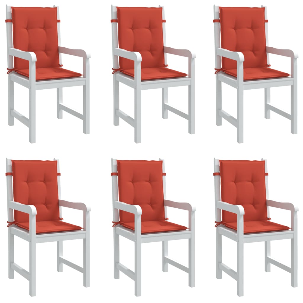 Vetonek Cojines silla respaldo bajo 6 ud tela rojo melange 100x50x4 cm