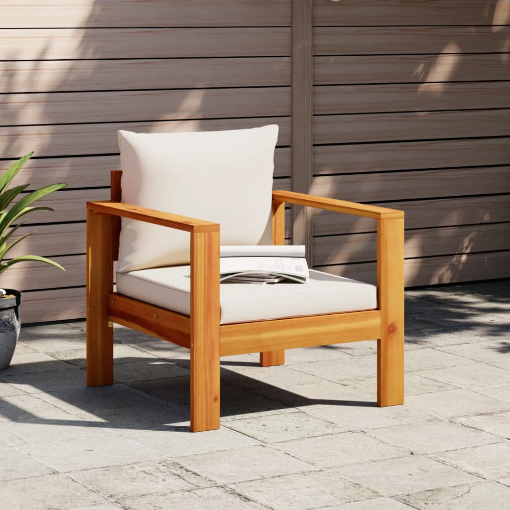 Vetonek Sillón de jardín con cojines madera maciza de acacia