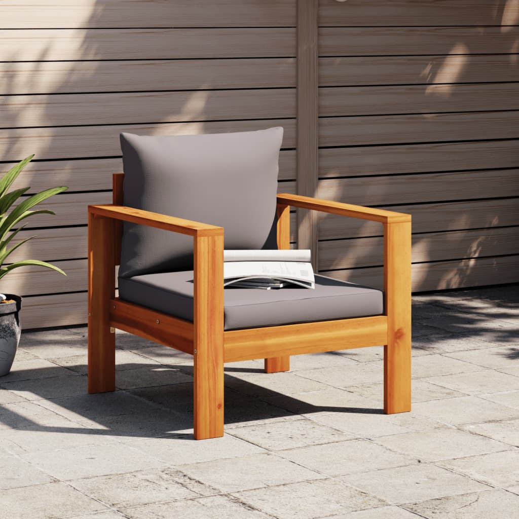 Vetonek Sillón de jardín con cojines madera maciza de acacia