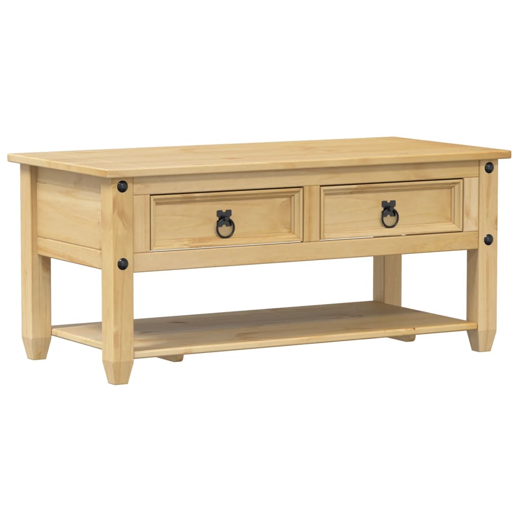 Mesa de centro cajones Corona madera maciza pino 100x48x45 cm V73