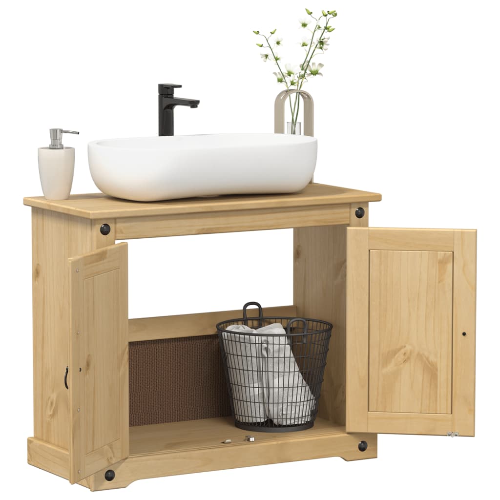 Vetonek Mueble de lavabo de baño Corona madera maciza pino 73x33x60 cm