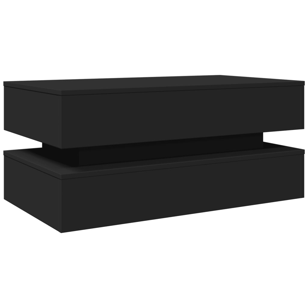 Mesa de centro con luces LED negro 90x50x40 cm - Vetonek