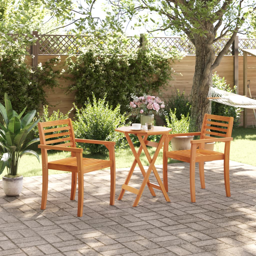 Acacia solid wood folding garden table Ø60x75 cm