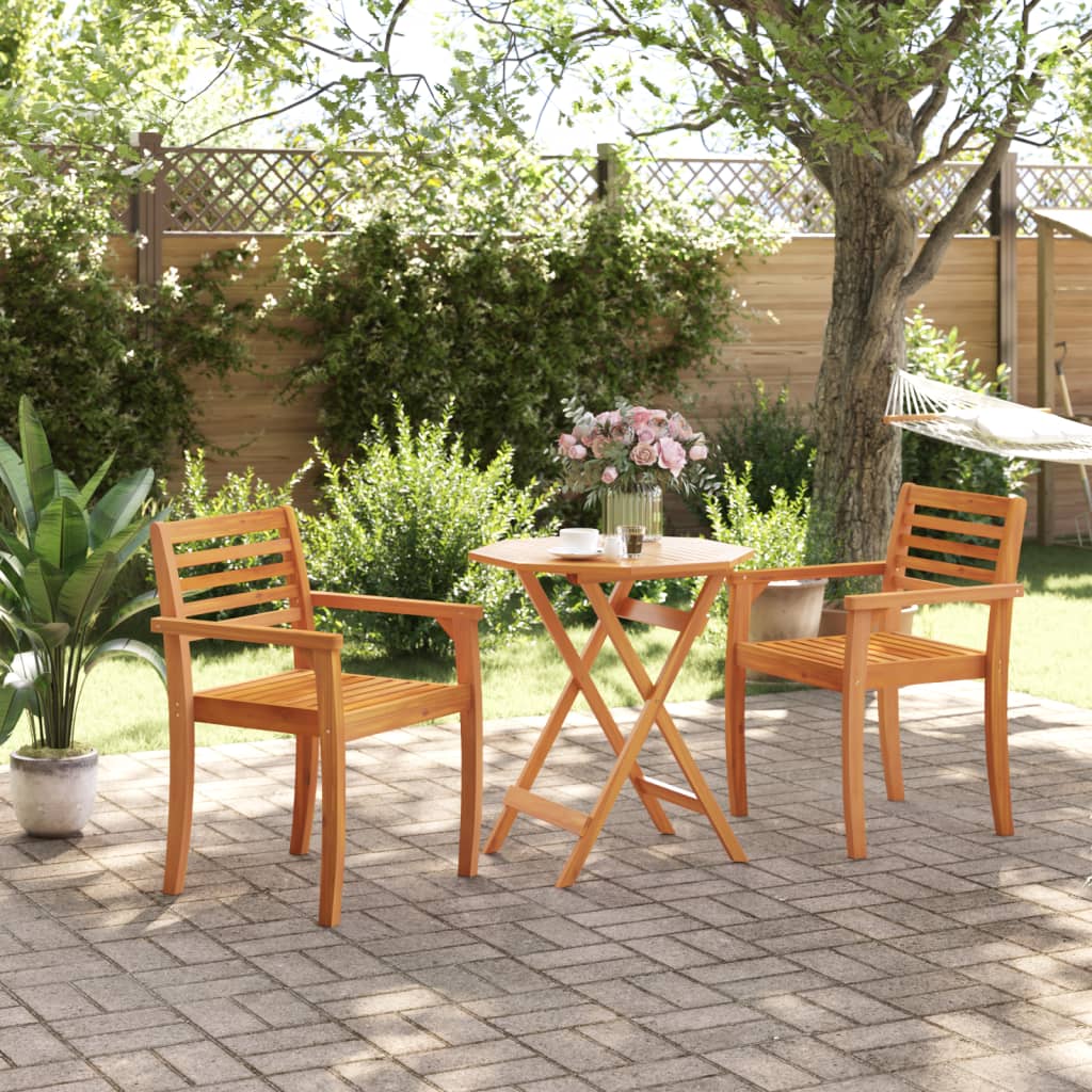 Acacia solid wood folding garden table Ø70x75 cm