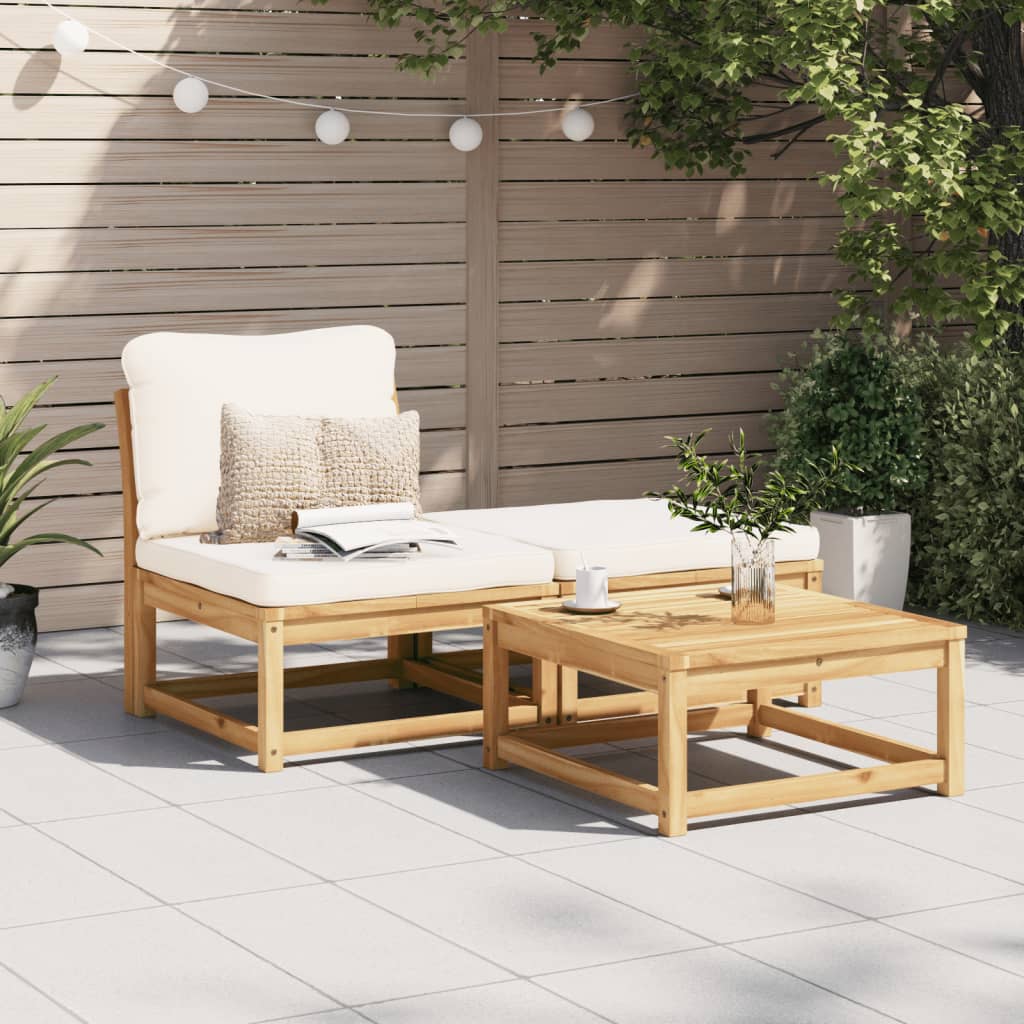 Vetonek Set de muebles para jardín 3 piezas con cojines madera acacia