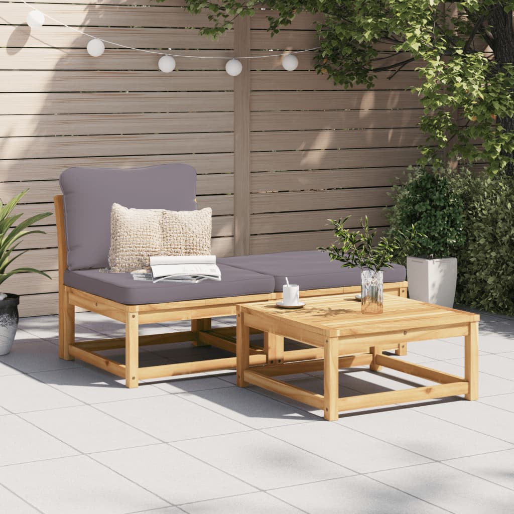 Vetonek Set de muebles para jardín 3 piezas con cojines madera acacia